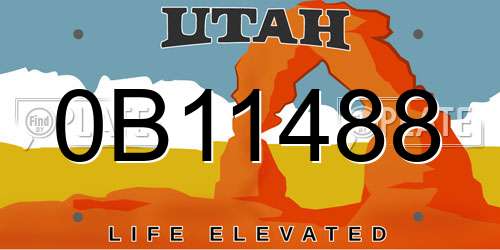 0B11488 Utah License Plate