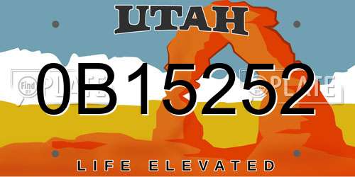 0B15252 Utah License Plate
