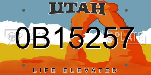 0B15257 Utah License Plate