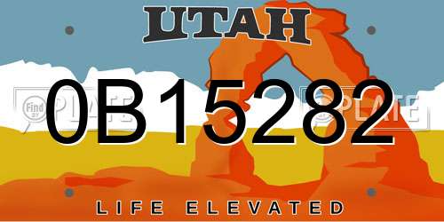 0B15282 Utah License Plate