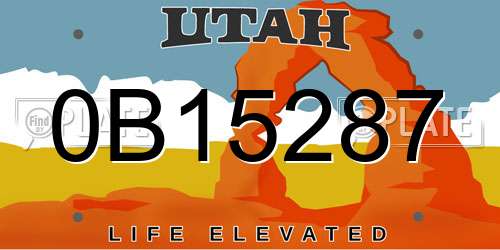 0B15287 Utah License Plate