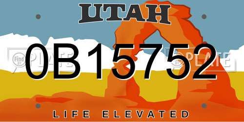 0B15752 Utah License Plate