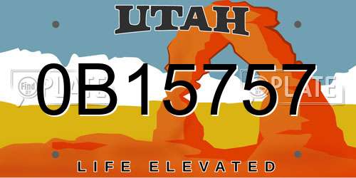 0B15757 Utah License Plate