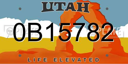 0B15782 Utah License Plate