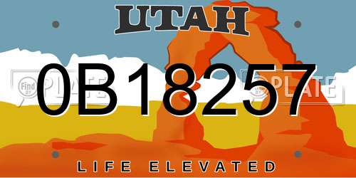 0B18257 Utah License Plate