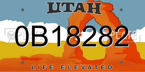 0B18282 Utah License Plate
