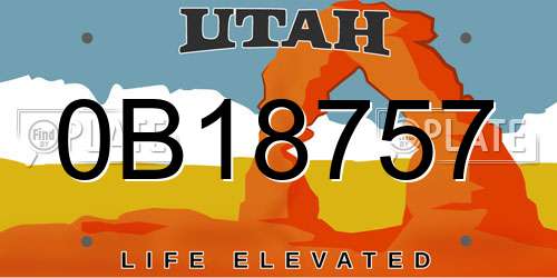 0B18757 Utah License Plate