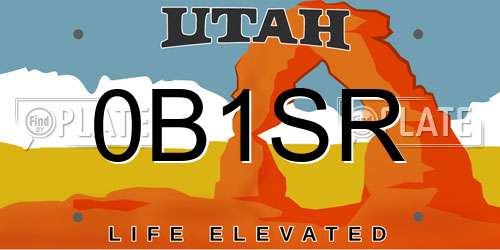 0B1SR Utah License Plate