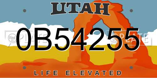 0B54255 Utah License Plate