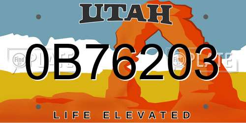 0B76203 Utah License Plate