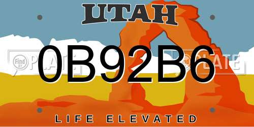 0B92B6 Utah License Plate