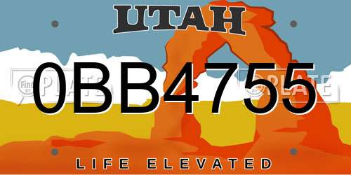 0BB4755 Utah License Plate