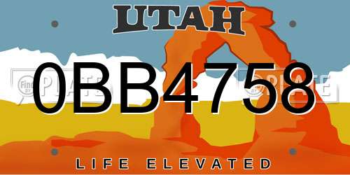 0BB4758 Utah License Plate