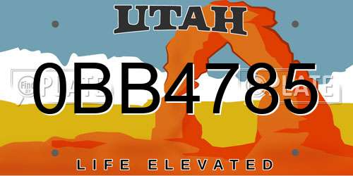 0BB4785 Utah License Plate