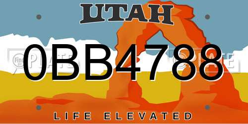 0BB4788 Utah License Plate