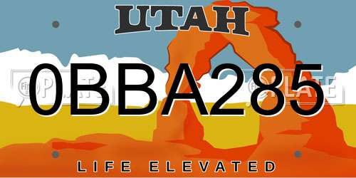 0BBA285 Utah License Plate