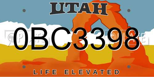 0BC3398 Utah License Plate
