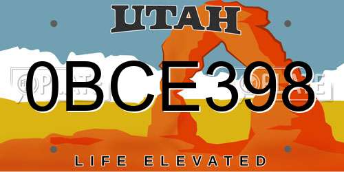 0BCE398 Utah License Plate