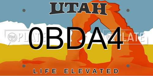 0BDA4 Utah License Plate
