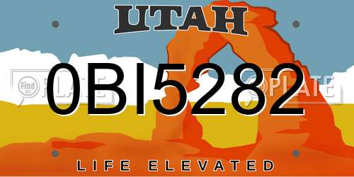 0BI5282 Utah License Plate