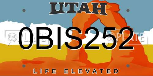 0BIS252 Utah License Plate