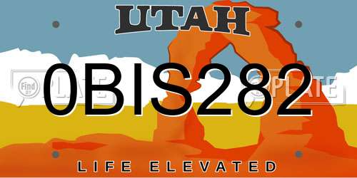 0BIS282 Utah License Plate