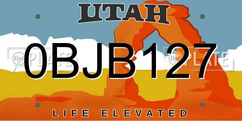 0BJB127 Utah License Plate