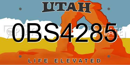 0BS4285 Utah License Plate