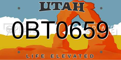 0BT0659 Utah License Plate