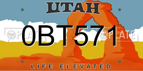 0BT571 Utah License Plate