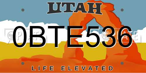 0BTE536 Utah License Plate