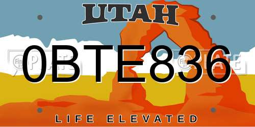 0BTE836 Utah License Plate