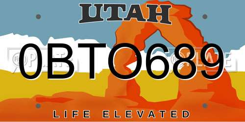 0BTO689 Utah License Plate