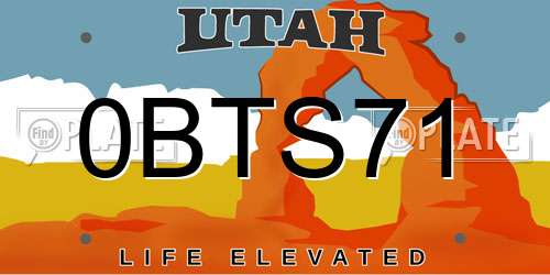 0BTS71 Utah License Plate
