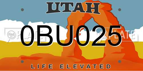 0BU025 Utah License Plate