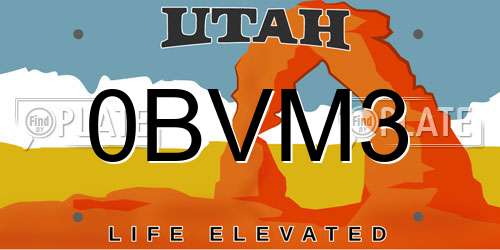 0BVM3 Utah License Plate