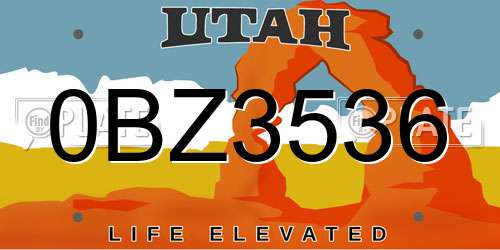 0BZ3536 Utah License Plate