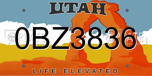 0BZ3836 Utah License Plate