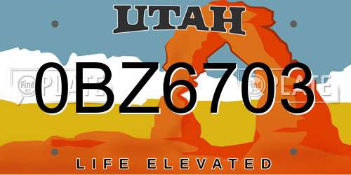 0BZ6703 Utah License Plate