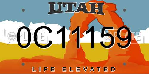 0C11159 Utah License Plate