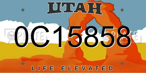 0C15858 Utah License Plate