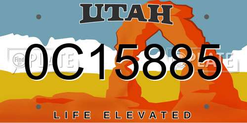 0C15885 Utah License Plate
