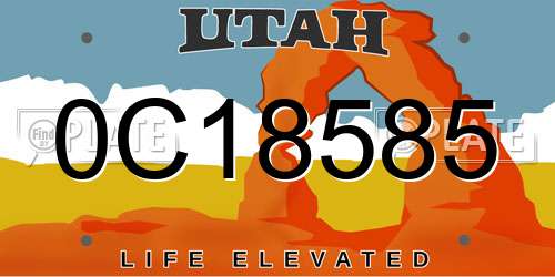 0C18585 Utah License Plate