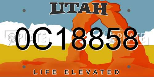 0C18858 Utah License Plate