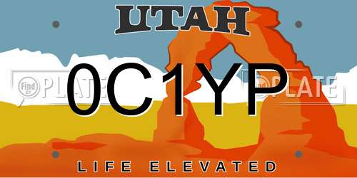0C1YP Utah License Plate