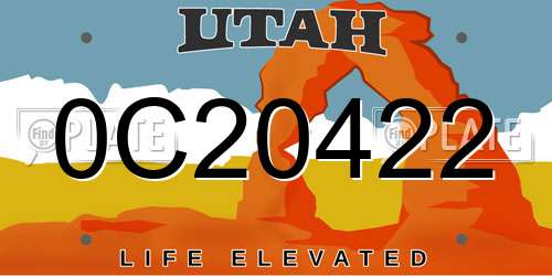 0C20422 Utah License Plate