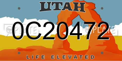 0C20472 Utah License Plate