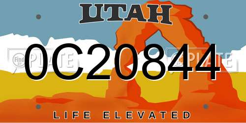 0C20844 Utah License Plate