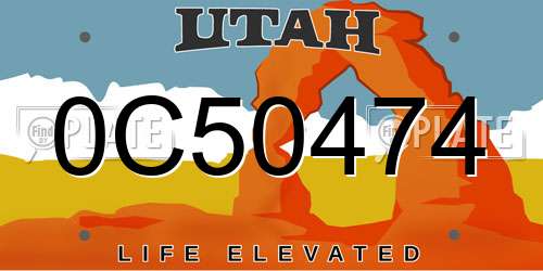 0C50474 Utah License Plate