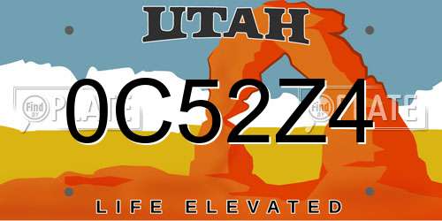 0C52Z4 Utah License Plate